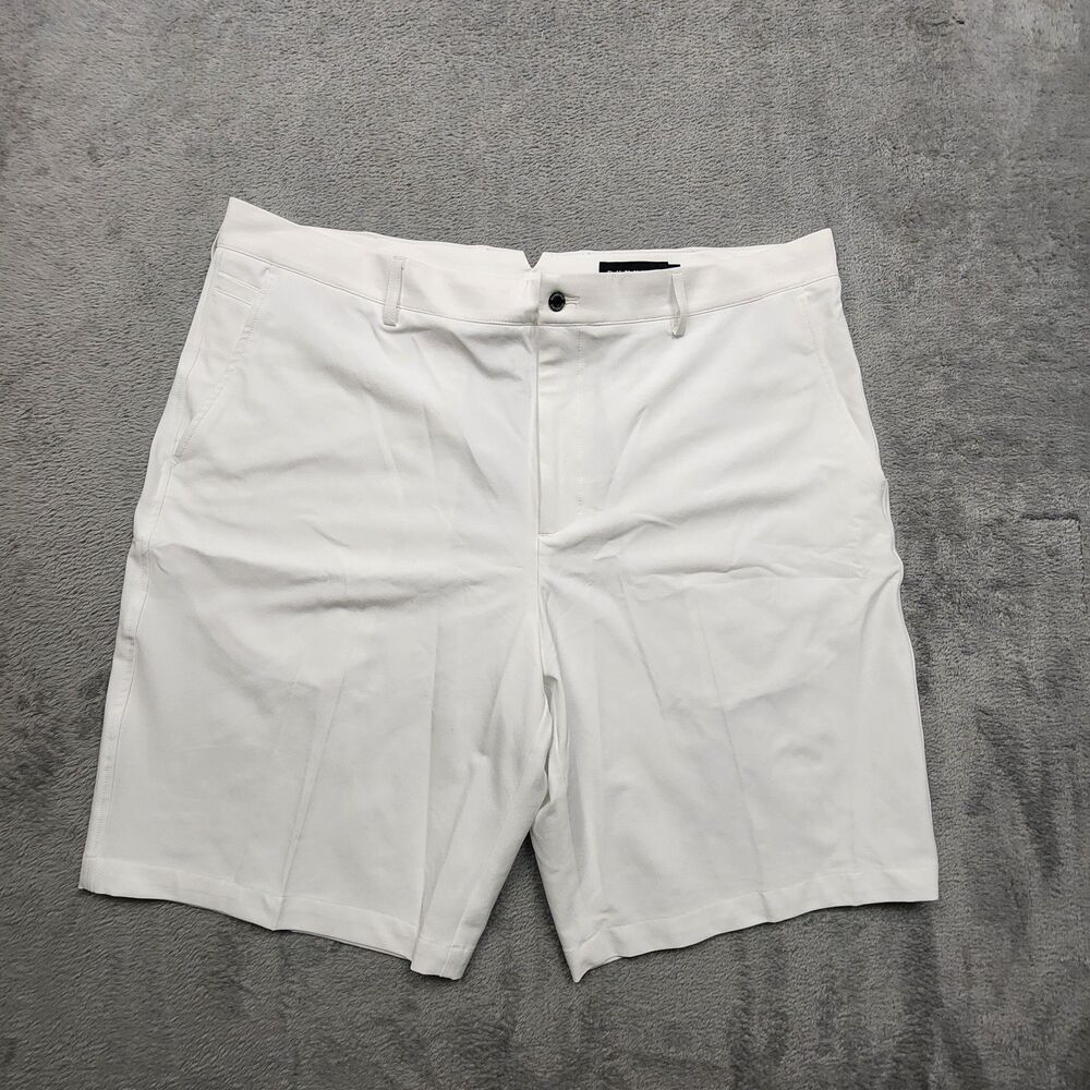 Dunning Mens 40 White Golf Shorts 10 Inseam Polyester Blend Performance Flaw